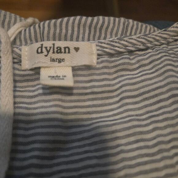 Dylan top womens size large blue white pinstripe tie up boho blouse shirt beachy - Picture 3 of 9